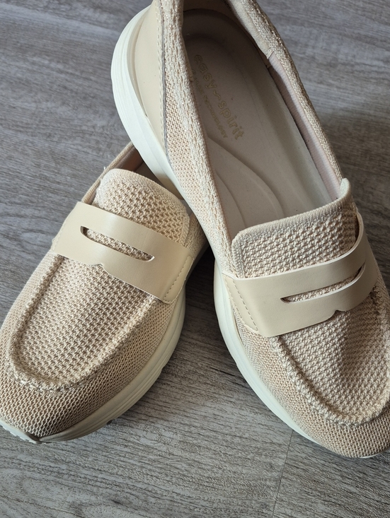 Shoes - Knit Slip-On Loafers in Cream by easy spirit